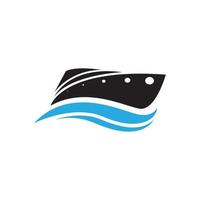 bateau de bateau avec création de logo simple océan, illustration d'icône de symbole graphique vectoriel idée créative