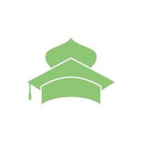 mosquée avec création de logo de chapeau de diplômé, illustration d'icône de symbole graphique vectoriel idée créative
