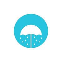 cercle d'espace négatif avec création de logo de pluie de parapluie, illustration d'icône de symbole graphique vectoriel idée créative