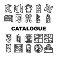 collection de catalogues et de livrets icons set vector