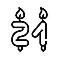 bougies allumées sous forme de nombre anniversaire ligne icône illustration vectorielle vecteur