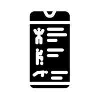 application de formation smartphone glyphe icône illustration vectorielle vecteur