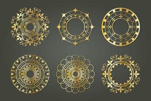 élément doré ornement royal de luxe circulaire floral victorien vecteur