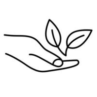 feuille à la main. feuilles de croissance. symbole de la protection de la nature vecteur