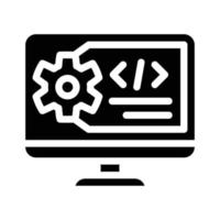 code de travail ordinateur écran glyphe icône illustration vectorielle vecteur