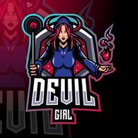 création de logo de mascotte diable fille esport vecteur