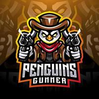 création de logo de mascotte pingouin artilleur esport vecteur