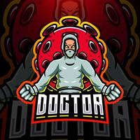 le docteur avec le logo de la mascotte esport du virus corona
