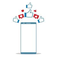 éléments de conception de boutons élégants de médias sociaux. aime et aime la conception de vecteur élégant de bouton de médias sociaux avec un vecteur mobile. illustration vectorielle de couleur bleue et rouge du bouton de médias sociaux.