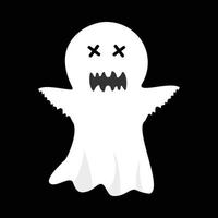 conception effrayante de fantôme blanc d'halloween sur un fond noir. fantôme avec un design de forme abstraite. illustration vectorielle d'élément de fête fantôme blanc halloween. vecteur fantôme avec un visage effrayant.