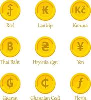 ensemble d'icône de pièces de monnaie vecteur
