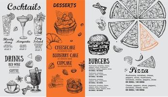 menu de café de restaurant, conception de modèle. dépliant alimentaire. vecteur