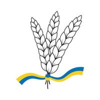 épi de blé avec ruban bleu et jaune. sauver l'ukraine. élément de conception pour autocollant, bannière, affiche, carte, impression vecteur
