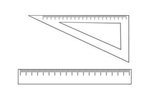 ensemble d'icônes de ligne de règle. papeterie de couleur vectorielle, matériel de mesure, fournitures de bureau ou scolaires isolés sur fond blanc. style de bande dessinée vecteur