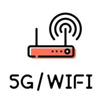 5g, pictogramme de routeur de réseau sans fil wifi avec étiquette de texte vecteur