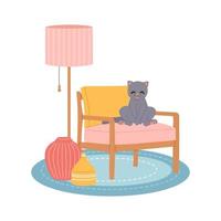 chat sur chaise moderne design plat illustration vectorielle vecteur