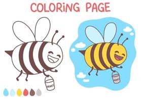 abeille coloriage drôle et mignon doodle illustration vectorielle illustration vecteur