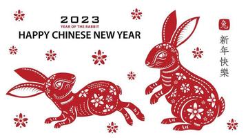 bonne année chinoise 2023 signe du zodiaque, année du lapin vecteur