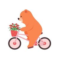 adorable ours à vélo vecteur