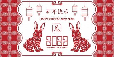 bonne année chinoise 2023 signe du zodiaque, année du lapin vecteur