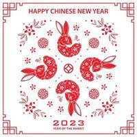 bonne année chinoise 2023 signe du zodiaque, année du lapin vecteur