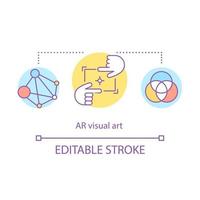 ar icône de concept d'art visuel. marché de l'art numérique. cyberespace pour artiste. art de la visualisation 3d. idée d'illustration de réalité augmentée icônes de ligne mince. dessin de contour isolé de vecteur. trait modifiable vecteur