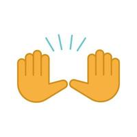 icône de couleur de geste de mains levées. arrêtez, abandonnez les gestes. agitant deux paumes emoji. illustration vectorielle isolée vecteur