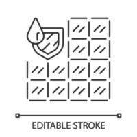 icône linéaire de carreaux imperméables. matériau résistant à l'eau. mur d'étanchéité, carrelage au sol. revêtement imperméable. illustration de la ligne mince. symbole de contour. dessin de contour isolé de vecteur. trait modifiable vecteur