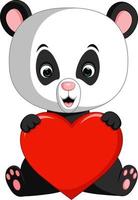 dessin animé de panda avec amour vecteur