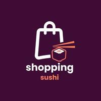 logo de magasinage de sushis vecteur