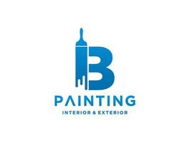 modèle de logo de peinture avec vecteur premium initial b concept