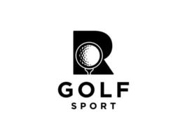 logo de sport de golf. lettre r pour le modèle vectoriel de conception de logo de golf.