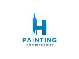 modèle de logo de peinture avec vecteur premium concept h initial