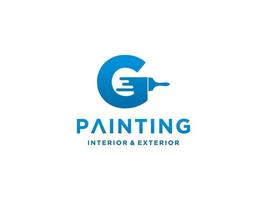 modèle de logo de peinture avec vecteur premium initial g concept