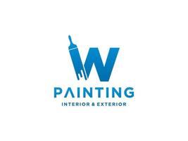 modèle de logo de peinture avec vecteur premium concept w initial