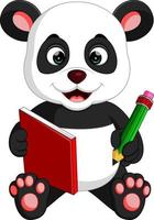 panda mignon lisant un livre vecteur