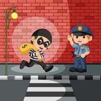 dessin animé de voleur et de police vecteur