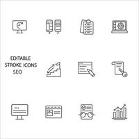 ensemble d'icônes de référencement. seo pack symbole éléments vectoriels pour le web infographique vecteur