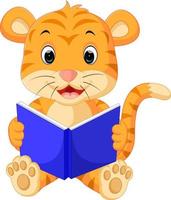 livre de lecture de tigre vecteur