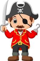 dessin animé capitaine pirate tenant une épée vecteur