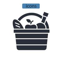 icônes de panier de pique-nique symboles éléments vectoriels pour le web infographique vecteur