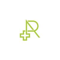 lettre r plus flèche médicale vecteur logo géométrique