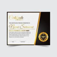 conception de modèle de certificat. certificat de réussite avec un insigne d'or vecteur
