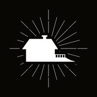 logo silhouette maison rétro vecteur