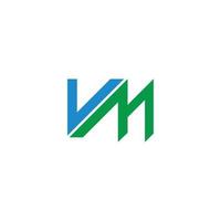 lettres vm ligne géométrique simple montagne verte logo sportif vecteur