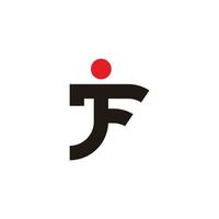 lettre jf rouge soleil japon forme symbole logo vecteur