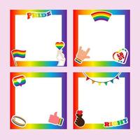 cadre de fierté. symboles lgbt. amour, cœur, drapeau aux couleurs de l'arc-en-ciel, gay, défilé lesbien, illustration vectorielle vecteur