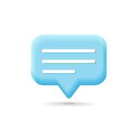 conception d'icône de notification de bulle de chat bleu vecteur 3d