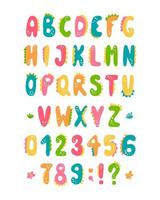 alphabet anglais vecteur coloré mignon dans le style dinosaure pour les enfants