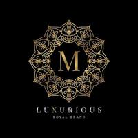 lettre m luxe rond alphabet logo modèle vecteur mandala pour marque premium, identité de marque personnelle, boutique, spa, mariage, robe, maquilleur et cosmétique